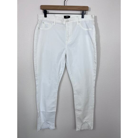 7 For All Mankind White Ankle Skinny Jeans NWT Size 32 - Picture 1 of 9